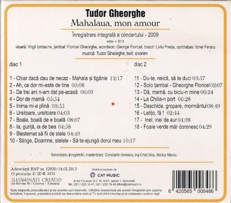 tudor gheorghe mahalaua mon amour|Tudor Gheorghe – Mahalaua Mon Amour (2013, CD) .